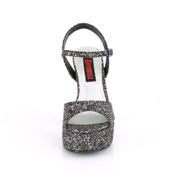 Demonia Women's Dolly-09 Platform Sandals - Black Multi Glitter D8571-06US Clearance